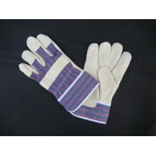 Pig Grain Leather Full Palm Stripe Cotton Back Work Glove